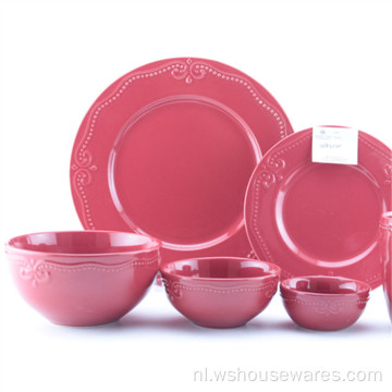 Modern hoogwaardig embossed steengoed servies porselein